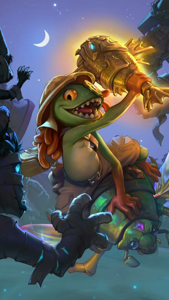 Sir Finley Mrrgglton Riding a Bug: Colorful Hearthstone Wallpaper