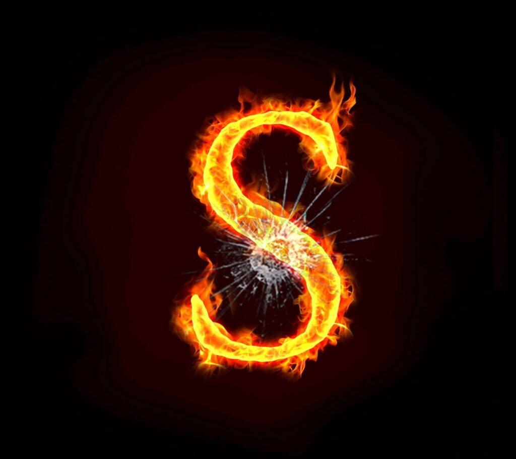 Burning Desire: Fiery Crack transforming the Letter 'S' in HD Wallpaper Background