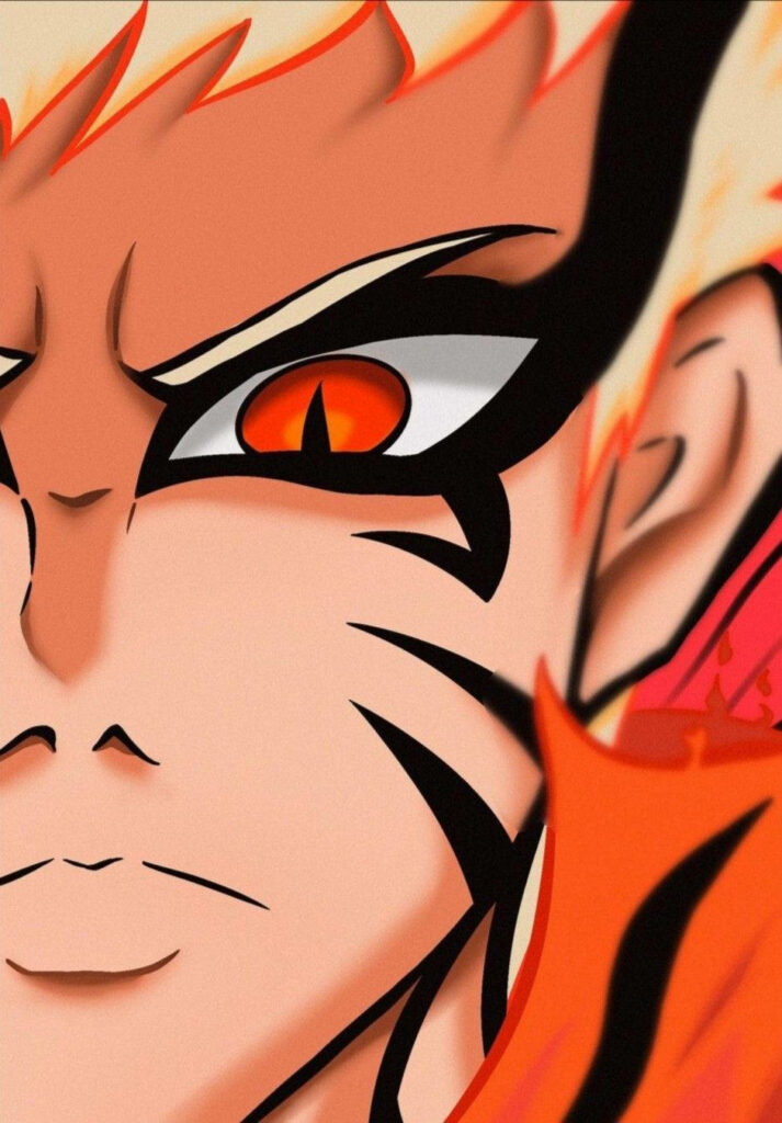 Enigmatic Gaze: A Captivating Closeup of Naruto Baryon Mode, Illuminating Half his Face Wallpaper