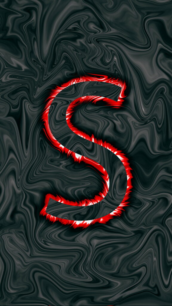 Surreal S-curve: A Fiery Exploration in Letter Red Wallpaper