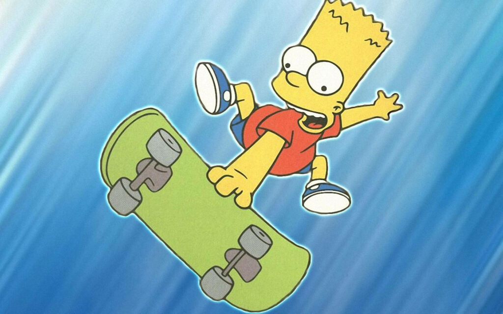 Skateboarding with Bart Simpson: A Silly and Fun Wallpaper