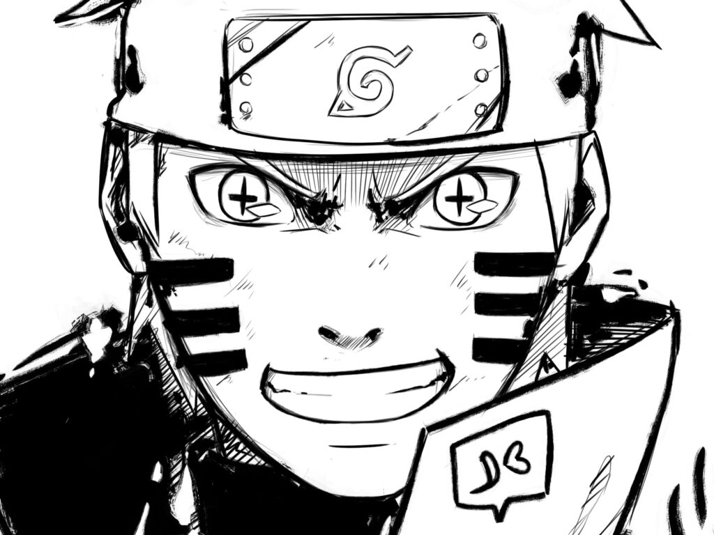 Dynamic Ninja Sketch Wallpaper: Bold Lines & Intense Focus