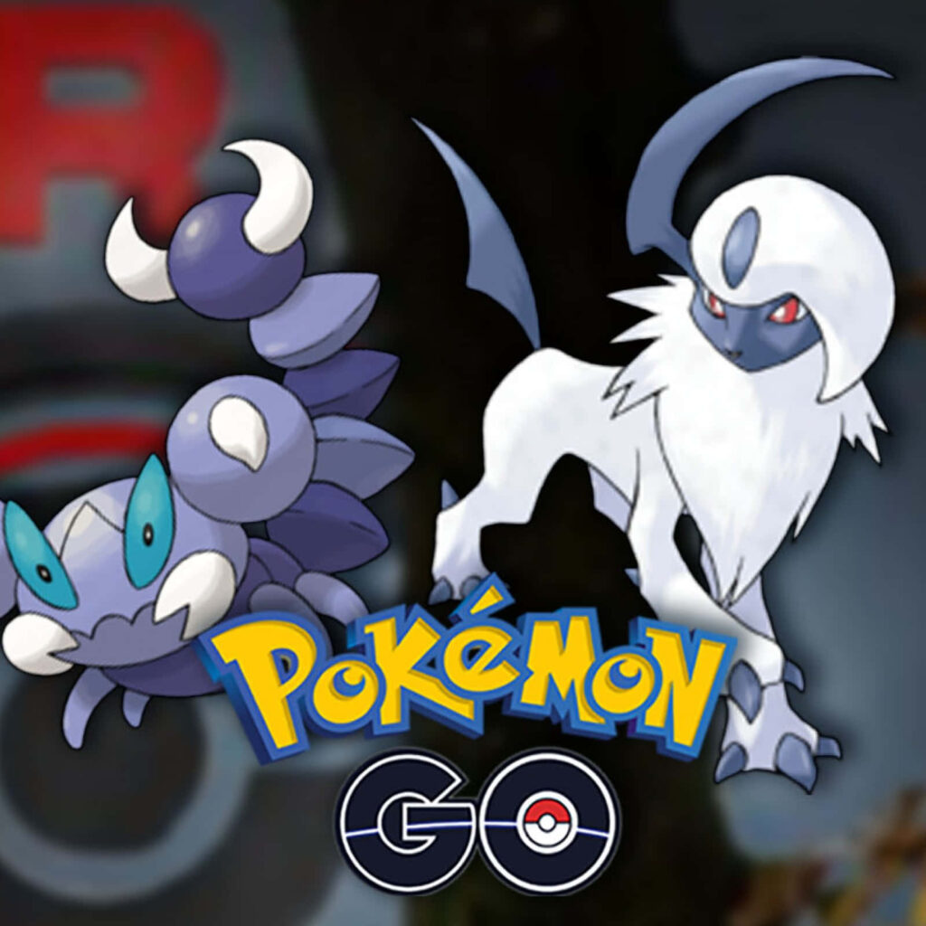 Skorupi and Absol Pokémon Go wallpaper with game-themed background for fan enthusiasts