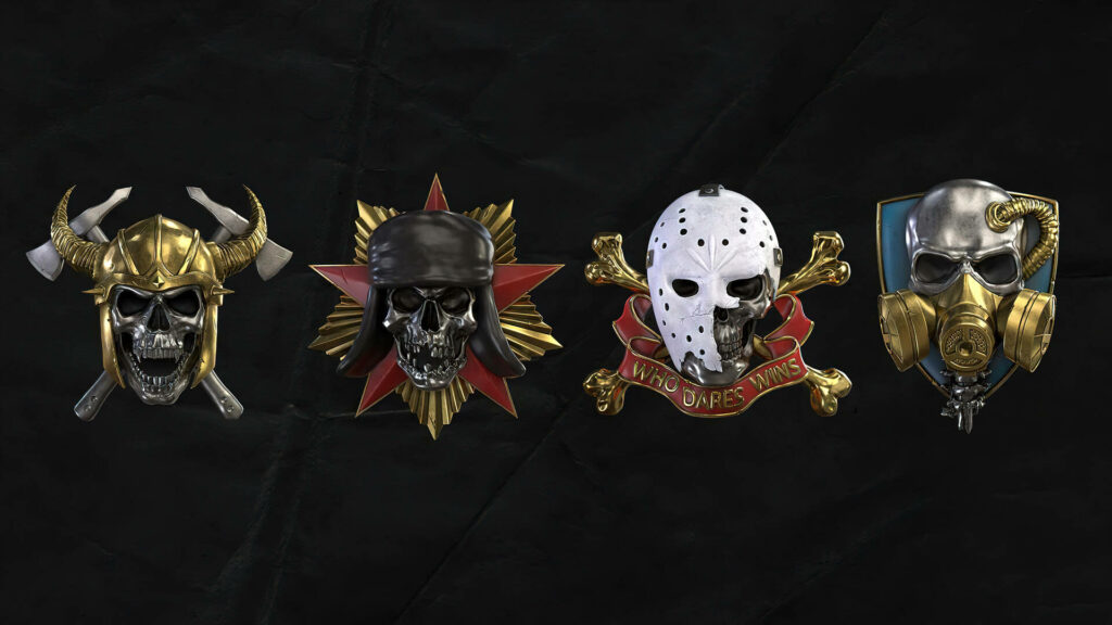 Call of Duty: Black Ops Cold War Inspired High-Res Wallpaper with Faction Emblems and Skull Motifs - Espionage Theme