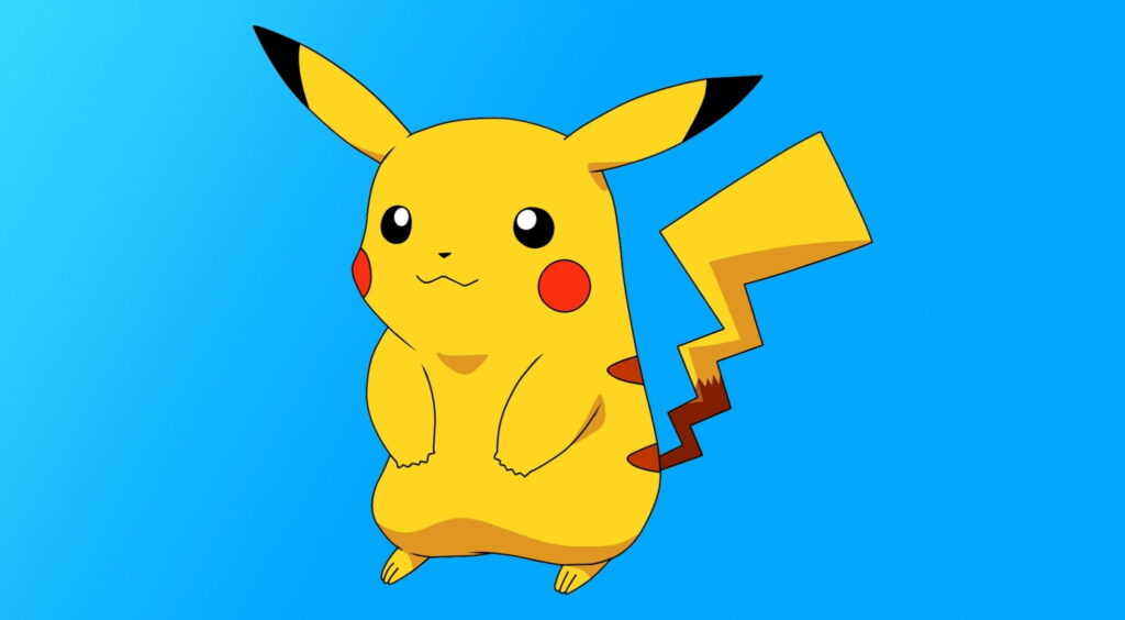 Blue & Yellow Pikachu Sign: A High-Resolution Toy Pikachu Against a Sky Wallpaper Background