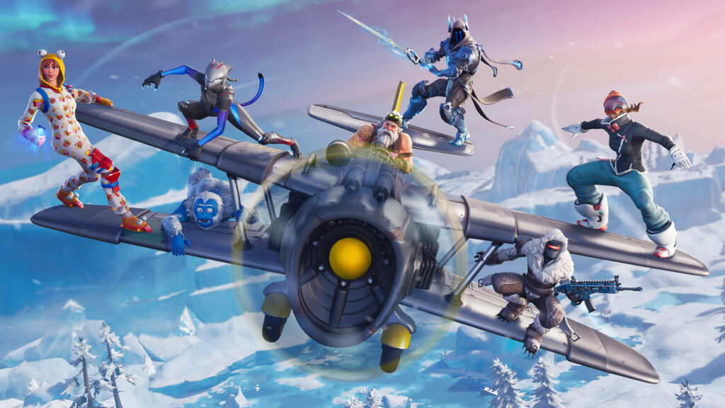 Airborne Showdown: Elite Fortnite Champions Conquer Suicide Squad Mode Wallpaper