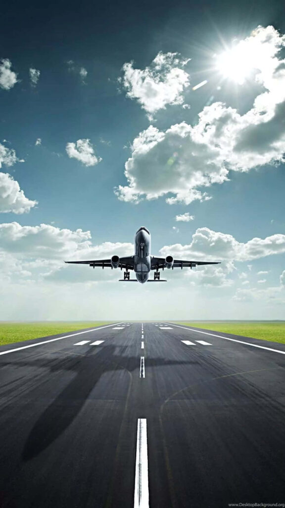Flight Taking off From Runway Wallpaper