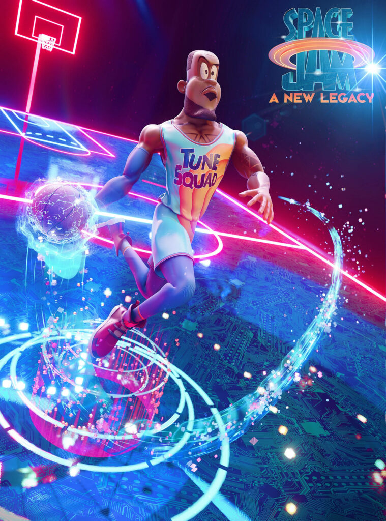 LBJ Takes the Court: Space Jam 2's Cartoon Cosmic Battle Scene Wallpaper