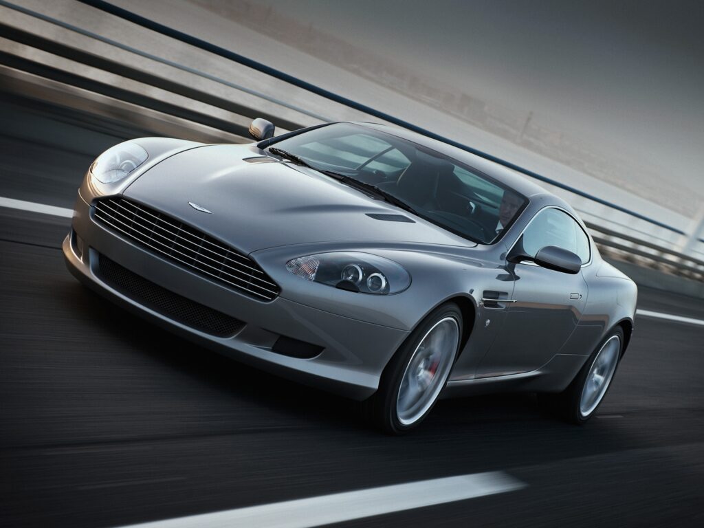 2008 Aston Martin DB9 in Gray: Dynamic Sports Car Wallpaper