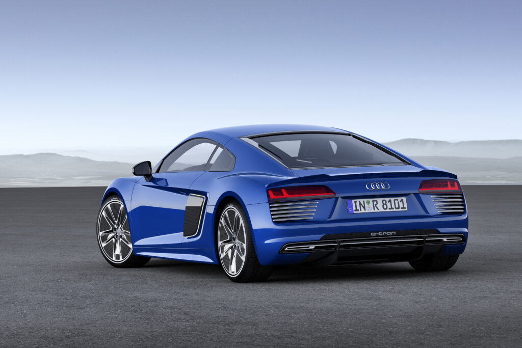 2015 Audi R8 in Striking Blue: Modern Elegance on Minimalist Background Wallpaper