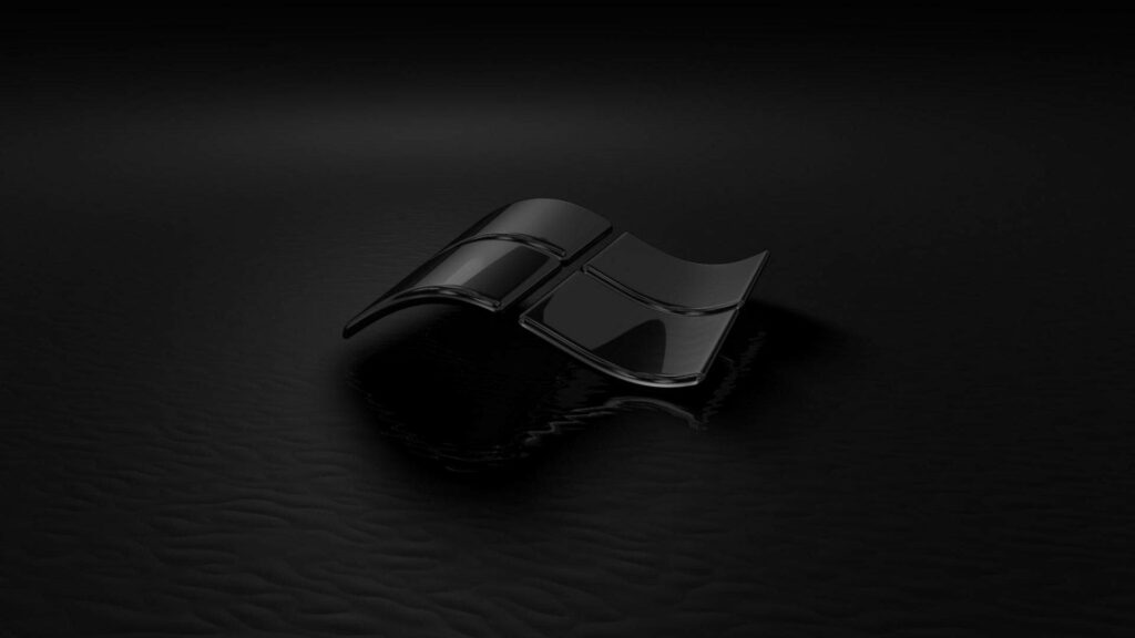 Stylish 3D Black Windows Logo Wallpaper for Dark Lock Screen