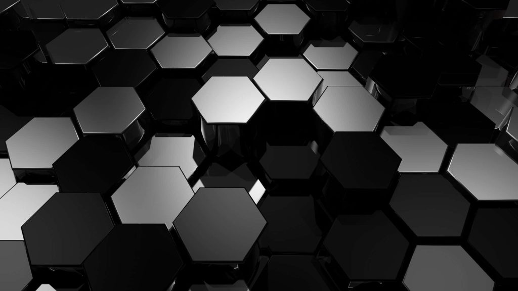 3D hexagon wallpaper with black and silver geometric pattern for modern futuristic backgrounds