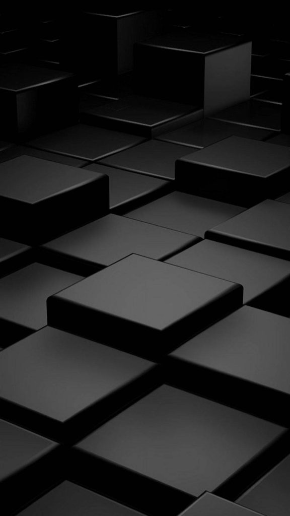 3D matte black cubes on pure black background sleek modern minimalist wallpaper design