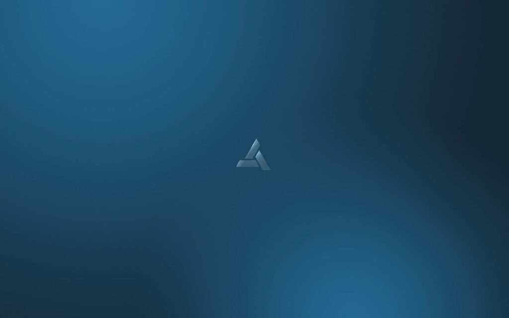 Sleek Abstergo wallpaper with iconic triangular logo on smooth blue gradient minimalist background
