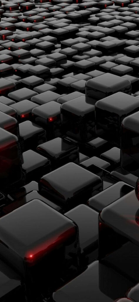 Sleek Abstract Black Cube Wallpaper for iPhone XS Max