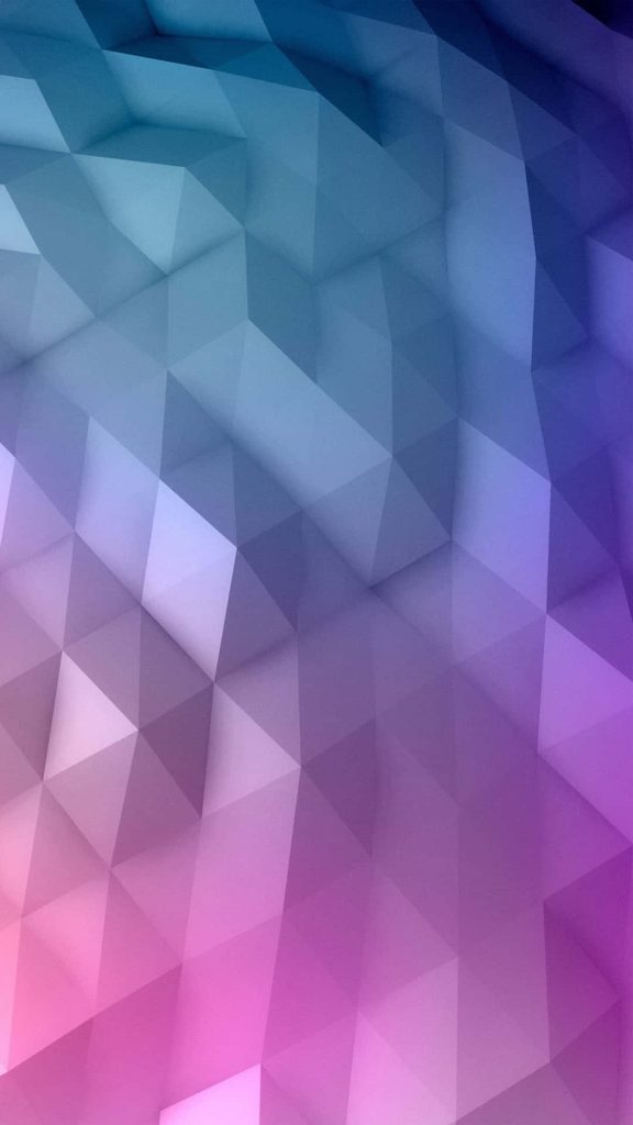 Abstract low-poly 3D wallpaper with blue to purple gradient and sharp triangular geometric facets