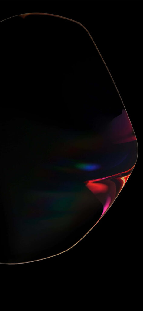 Sleek Abstract Wallpaper: Black Object with Rainbow Light Reflections
