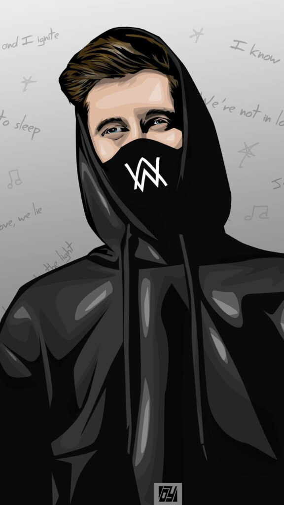 Sleek Alan Walker Wallpaper: Iconic Hooded Look & AW Logo