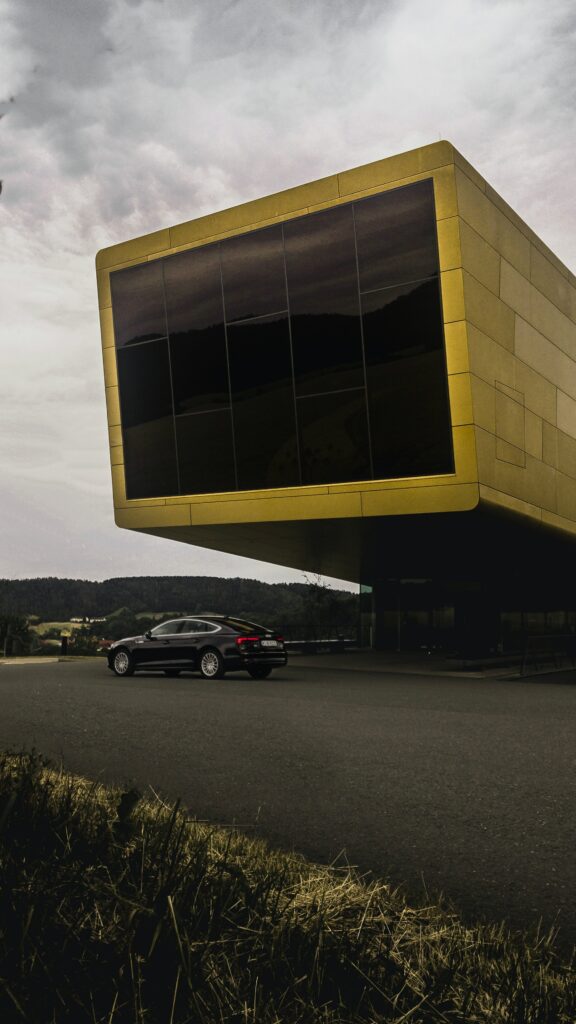 Stunning Audi Car & Modern Architecture Wallpaper - Futuristic Scene