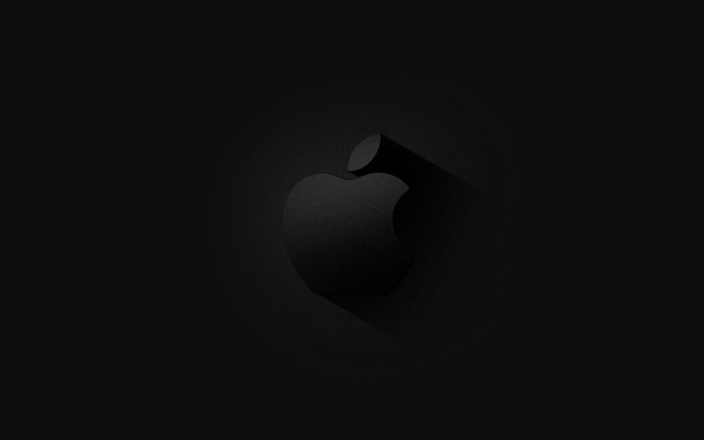 Sleek Black Apple Logo Wallpaper on Deep Black Background