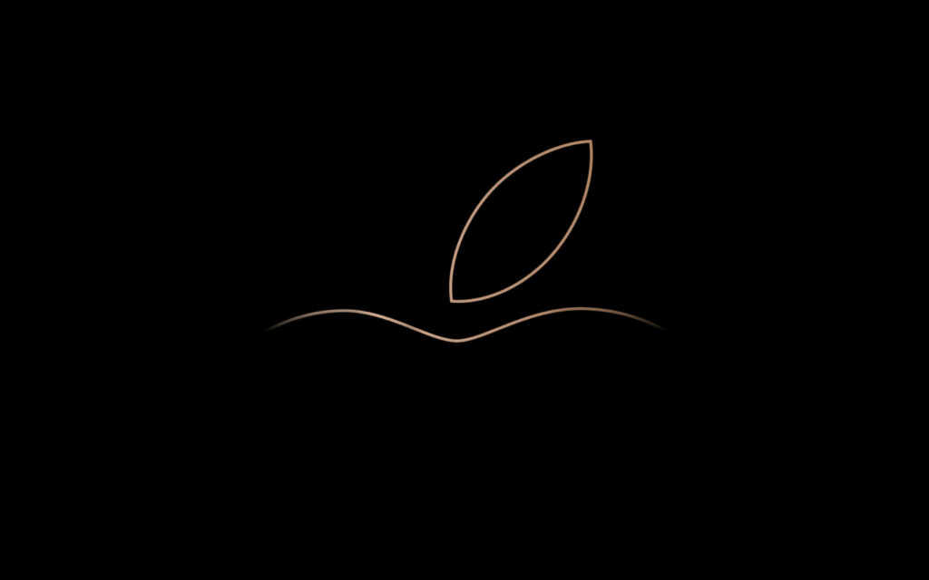 Minimalist Apple Logo Outline on Solid Black Background Wallpaper
