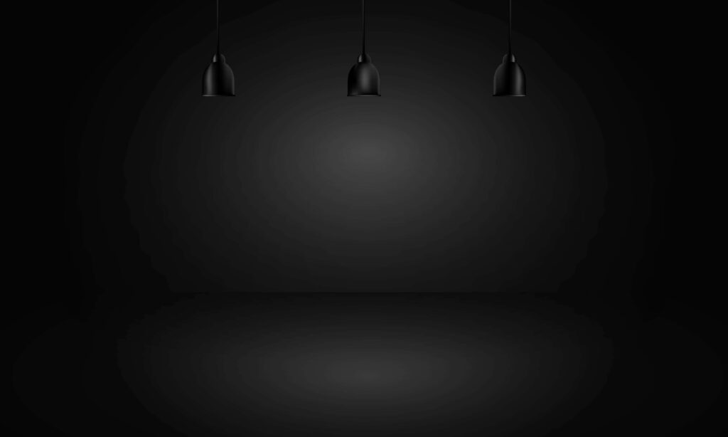 Sleek Black Gradient Wallpaper with Modern Pendant Lights