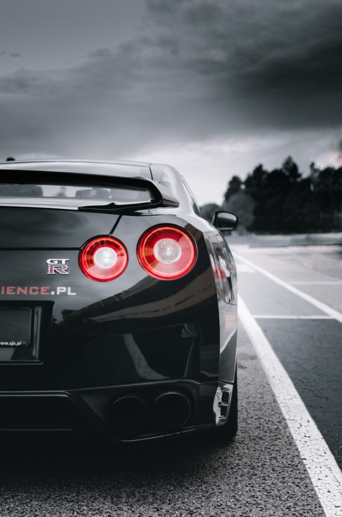 Black Nissan GT-R Rear View: Iconic Sports Car Wallpaper