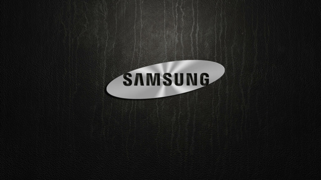Classic Black Textured Wallpaper with Metallic Samsung Logo