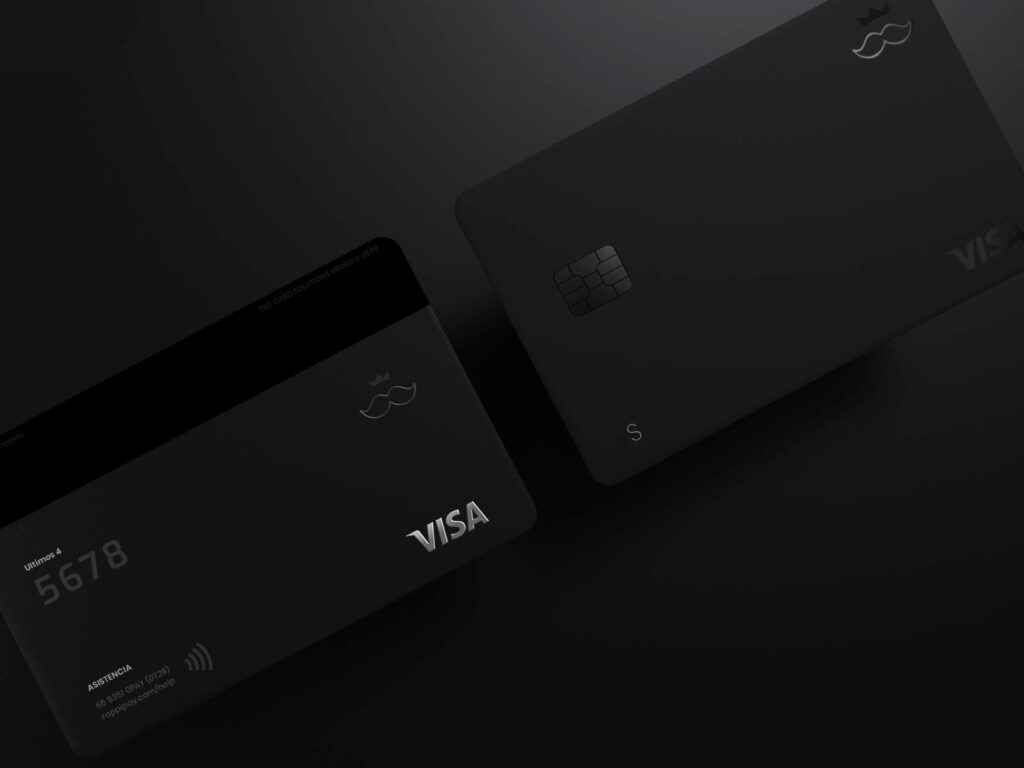Sleek black Visa credit card wallpaper with minimalist design and modern matte finish background