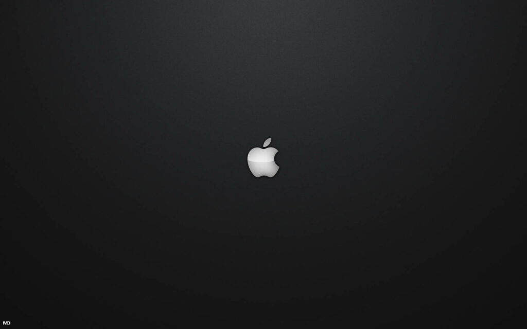 Minimalist Black Wallpaper with Silver Apple Logo Centerpiece