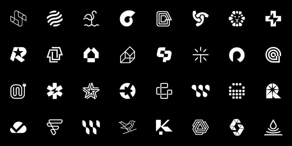 Sleek Black & White Logo Wallpaper: Minimalist Geometric Designs