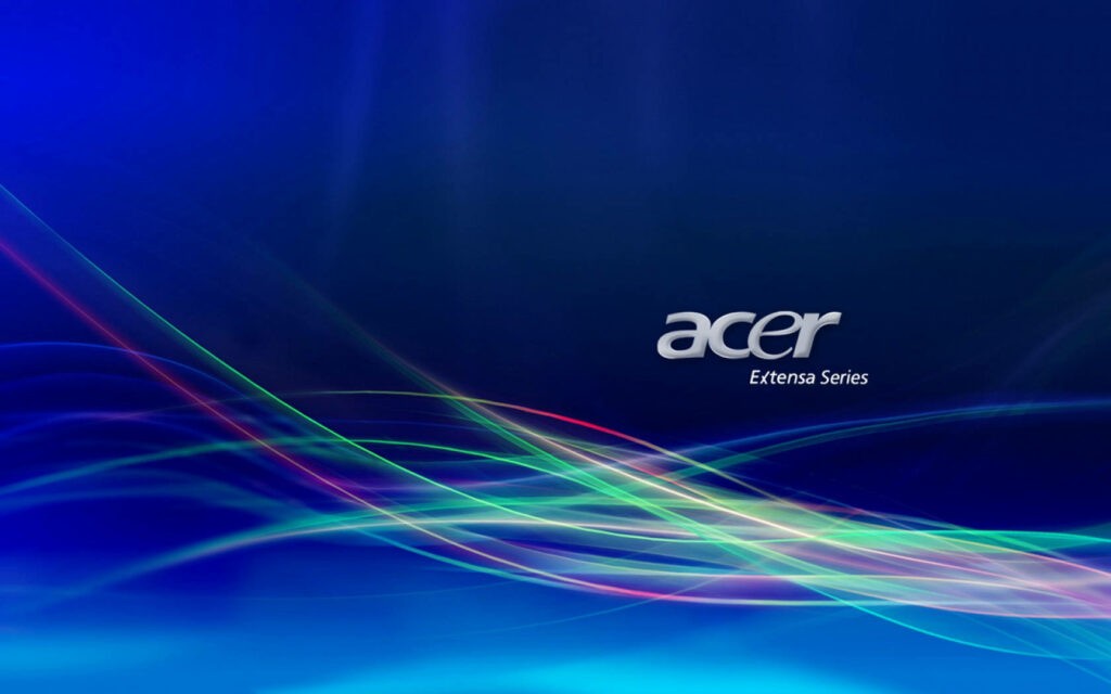 Blue wallpaper with colorful flowing lines and Acer Extensa Series logo modern design
