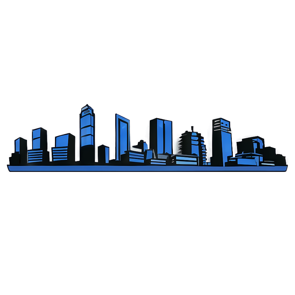 Sleek Blue Cityscape Silhouette - Modern Skyscrapers Wallpaper
