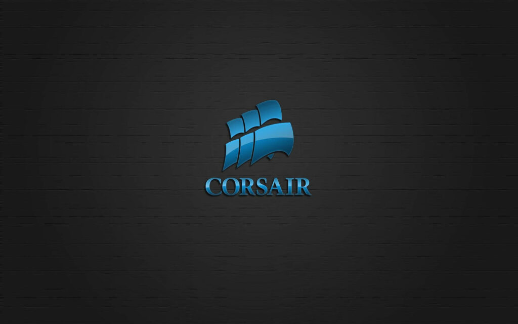 Blue CORSAIR logo on textured dark background modern minimalist tech and gaming wallpaper