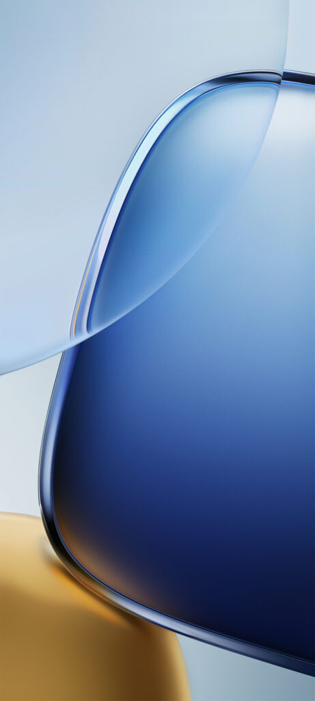 Modern Abstract Blue and Gold Wallpaper with Translucent Shapes