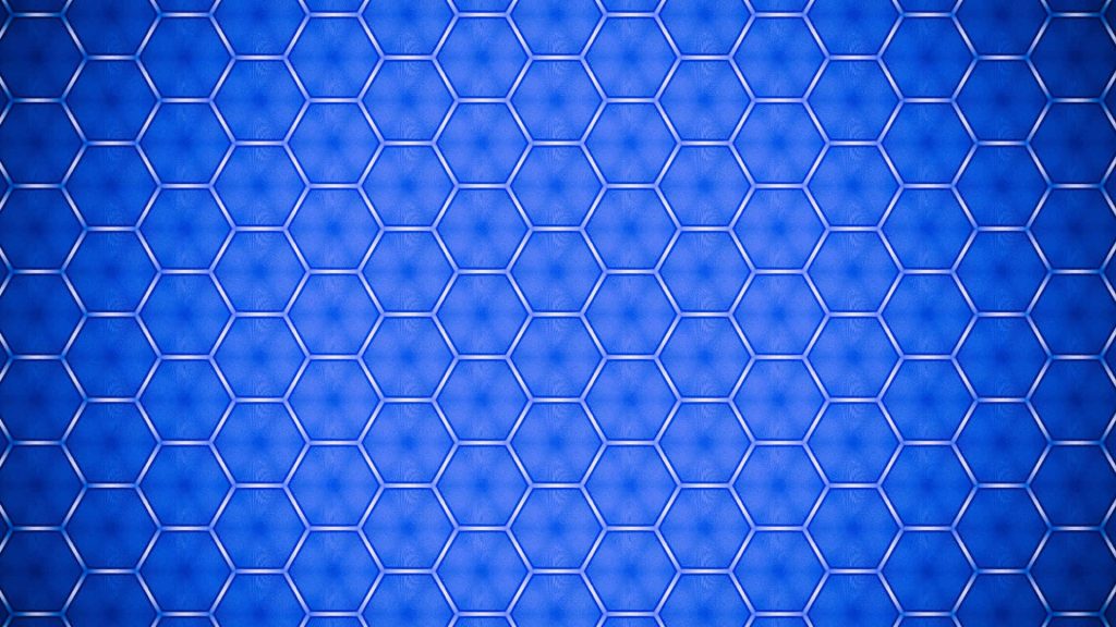 Blue hexagonal geometric wallpaper with subtle gradients for a modern tech desktop background