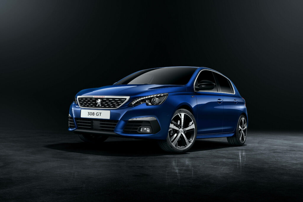 Sleek Blue Peugeot 308 Wallpaper: Modern Design & Sporty Appeal