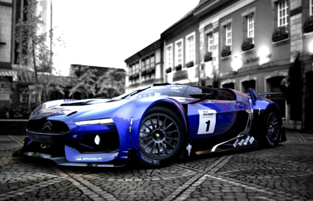 Blue Racing Car Wallpaper: Speed Meets Urban Elegance