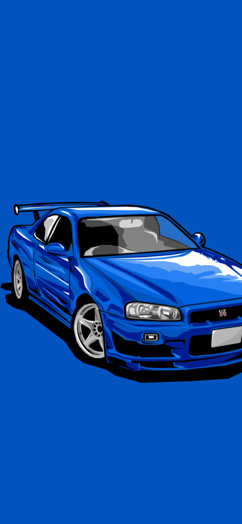 Sleek blue sports car on matching blue background dynamic wallpaper for speed and style fans