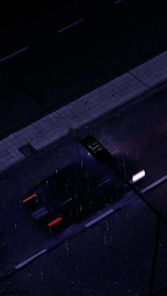 Sleek Car in Rainy Night: Captivating Atmospheric Wallpaper