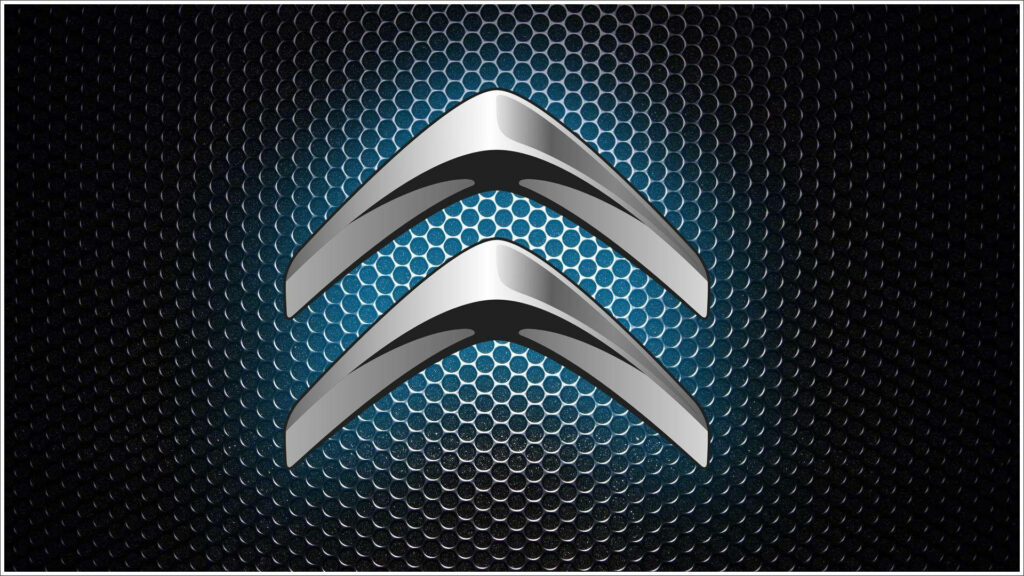 Futuristic Citroën Logo Wallpaper with Metallic Double-Chevron Design