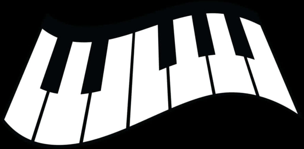 Stylized Curved Piano Keyboard Wallpaper on Black Background