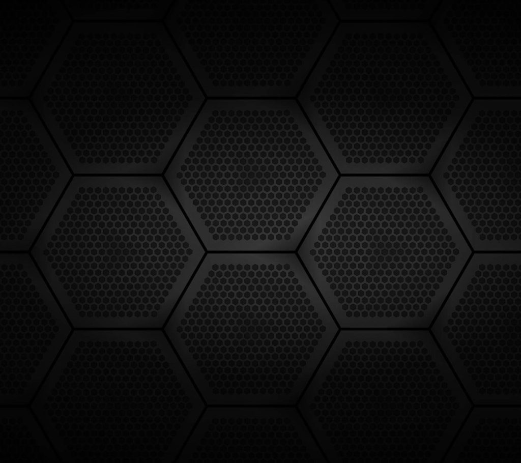 Dark metallic hexagonal honeycomb pattern with industrial lighting for modern tech wallpaper