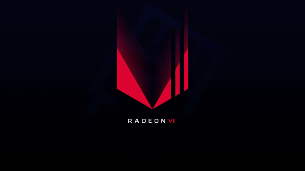Sleek Minimalist Wallpaper: Dark with Vibrant Red Radeon VII Design