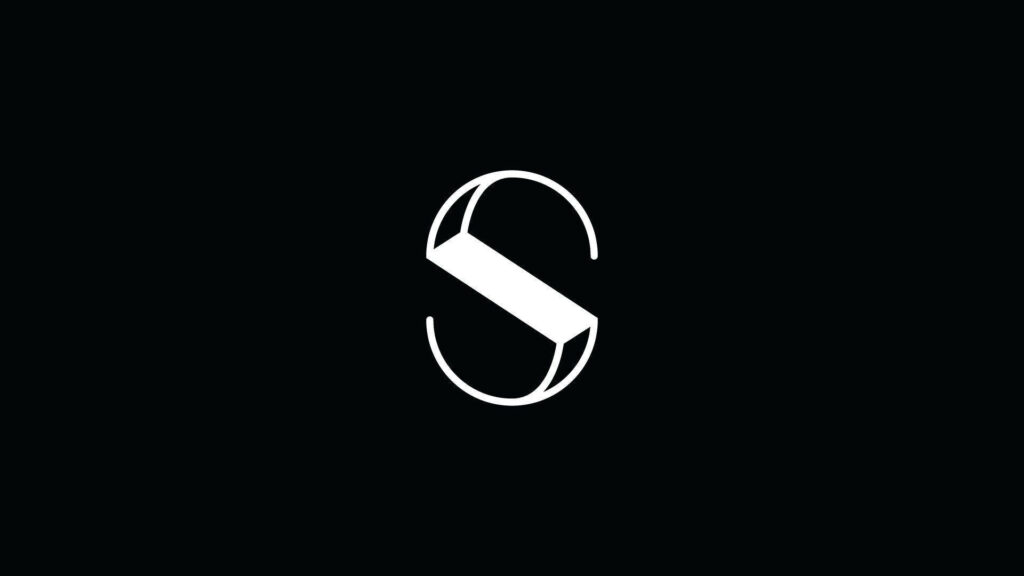 3D white letter S minimalist wallpaper on black background modern sleek device design