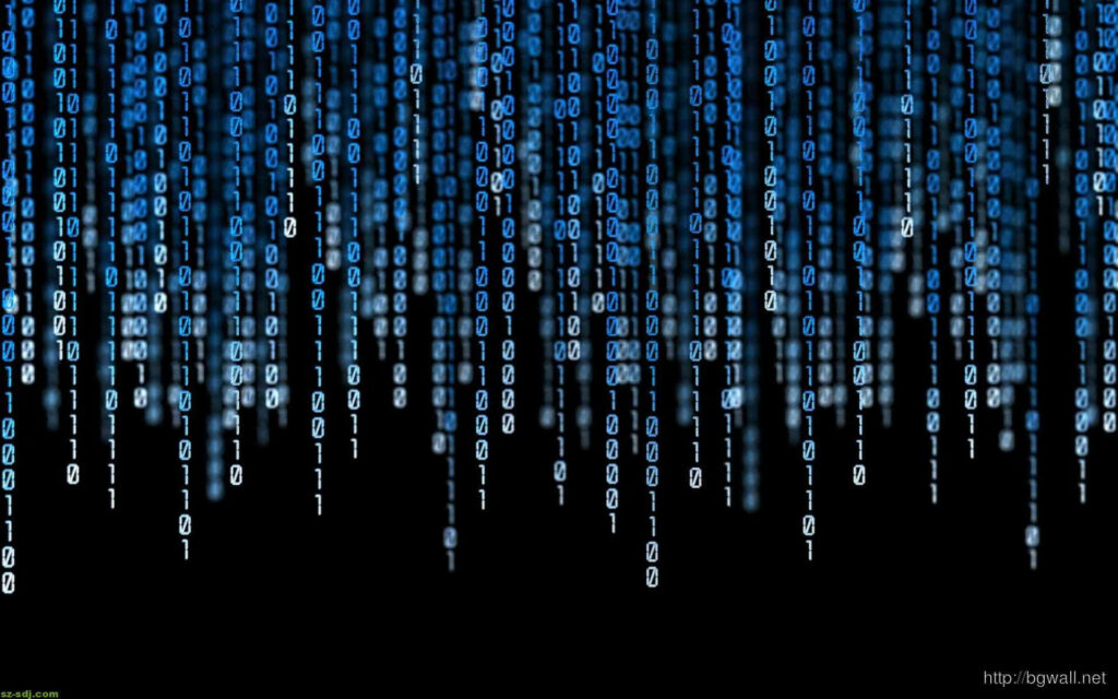 Sleek Digital Wallpaper: Cascading Binary Numbers & Tech Innovation