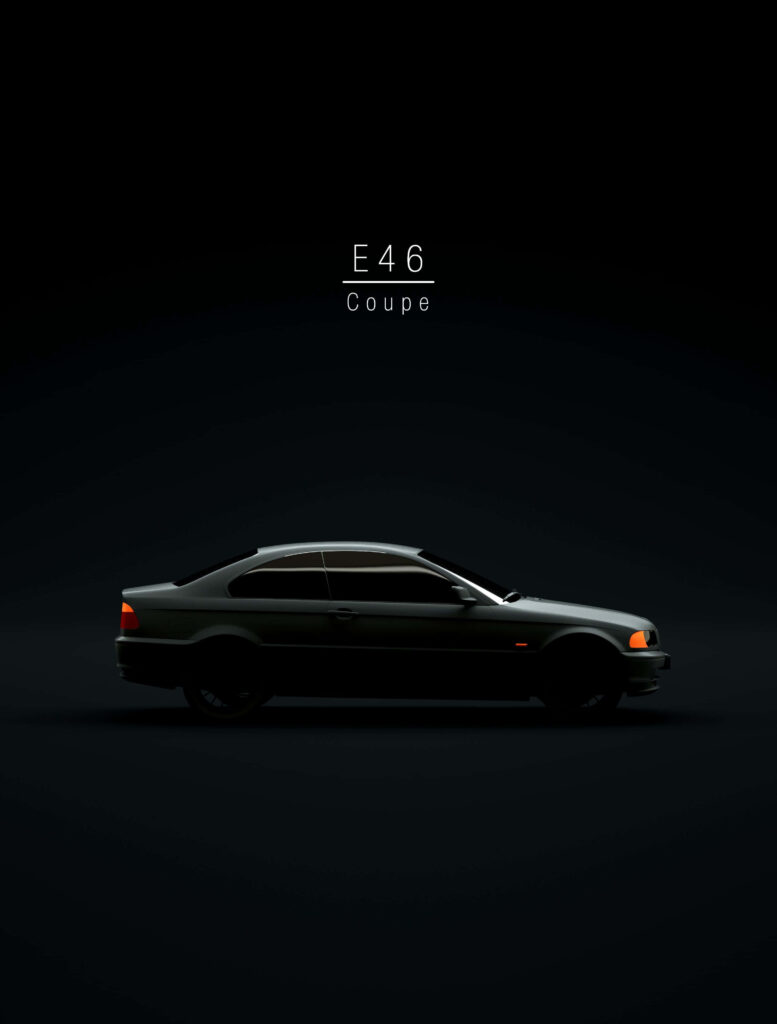E46 Coupe Wallpaper: Sleek Minimalist Car Design on Dark Background