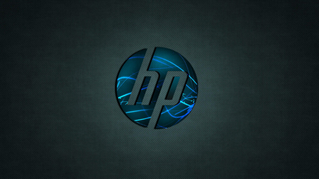 Elegance in 3D: HP Laptop Logo Shines on Metallic Dotted Backdrop Wallpaper