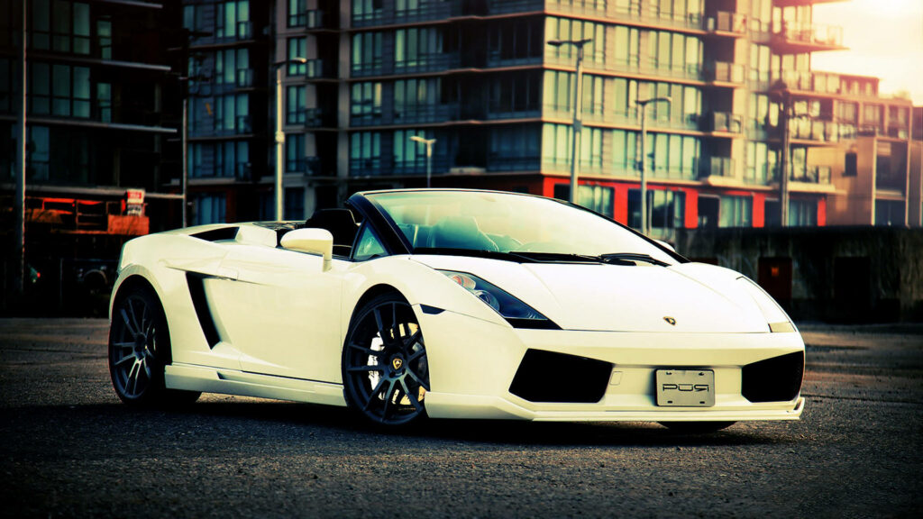 Sleek and Spotless: Capturing the Radiant Presence of a 4k Lamborghini Gallardo Spyder in a Pristine White Finish Wallpaper