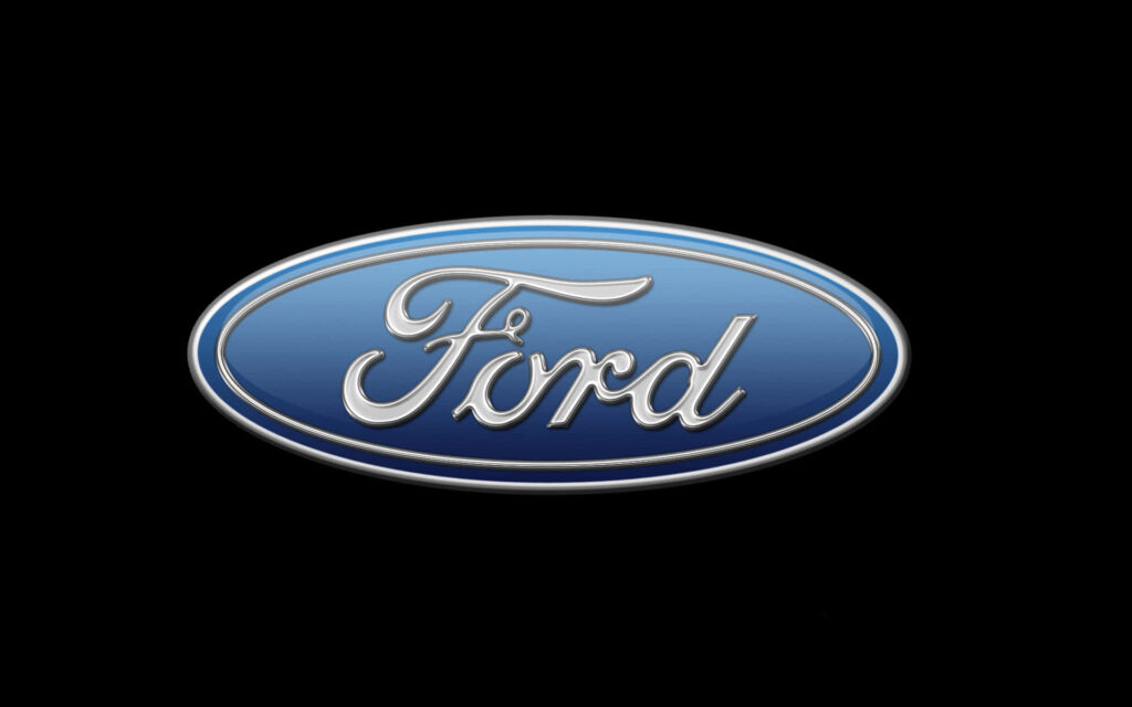 Stylish Ford Logo Wallpaper on Black Background - Sleek & Sophisticated